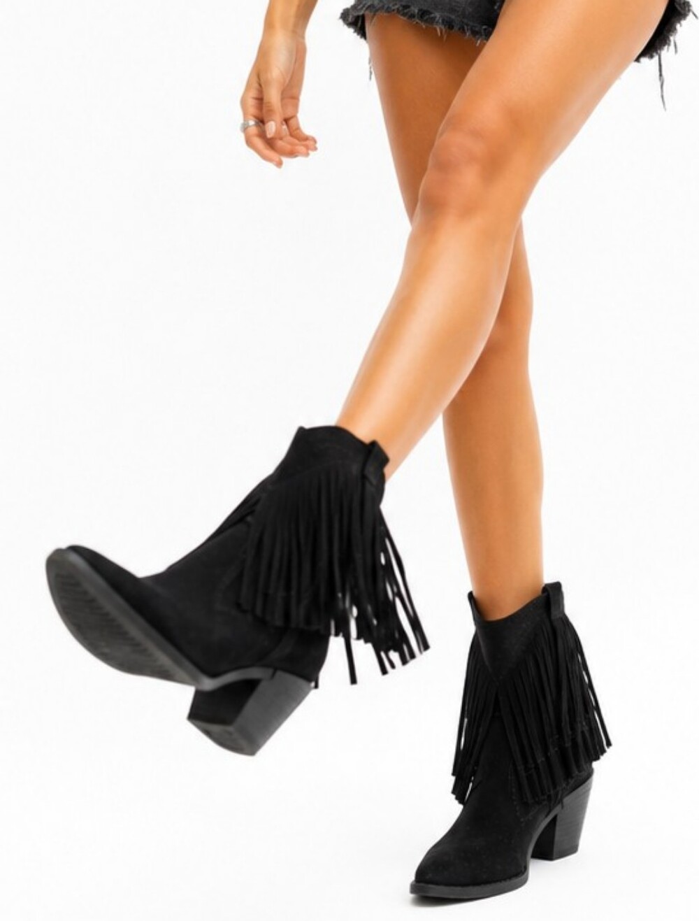 Coconuts by Matisse Lombard Black Fringe Western Ankle Boots Size 8